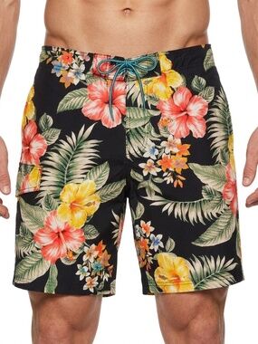 George Men's Tropical Floral Swim Trunks Sz M